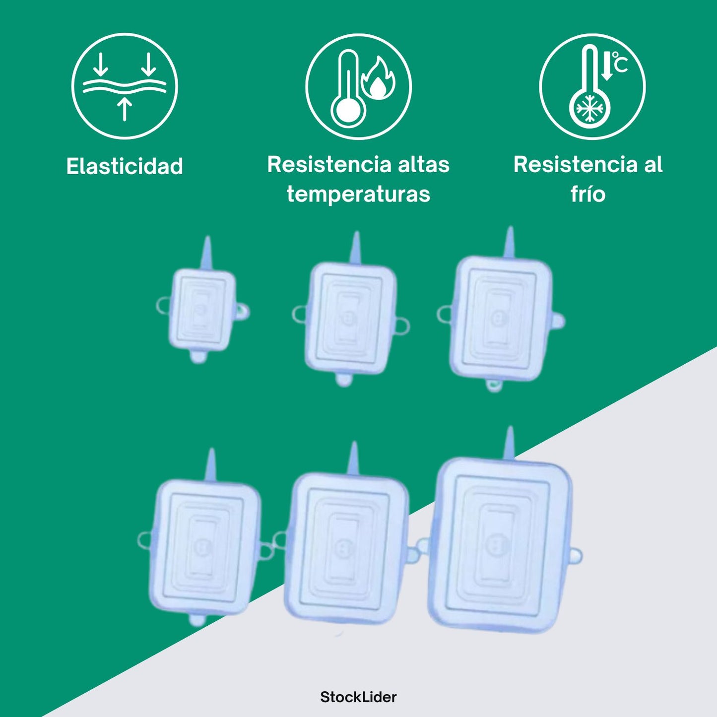 Tapas Silicona 6PCS (Cuadrado)