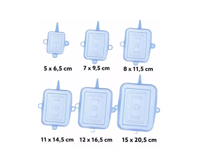 Tapas Silicona 6PCS (Cuadrado)