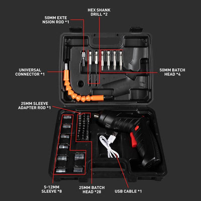 Destornillador recargable + 45 accesorios