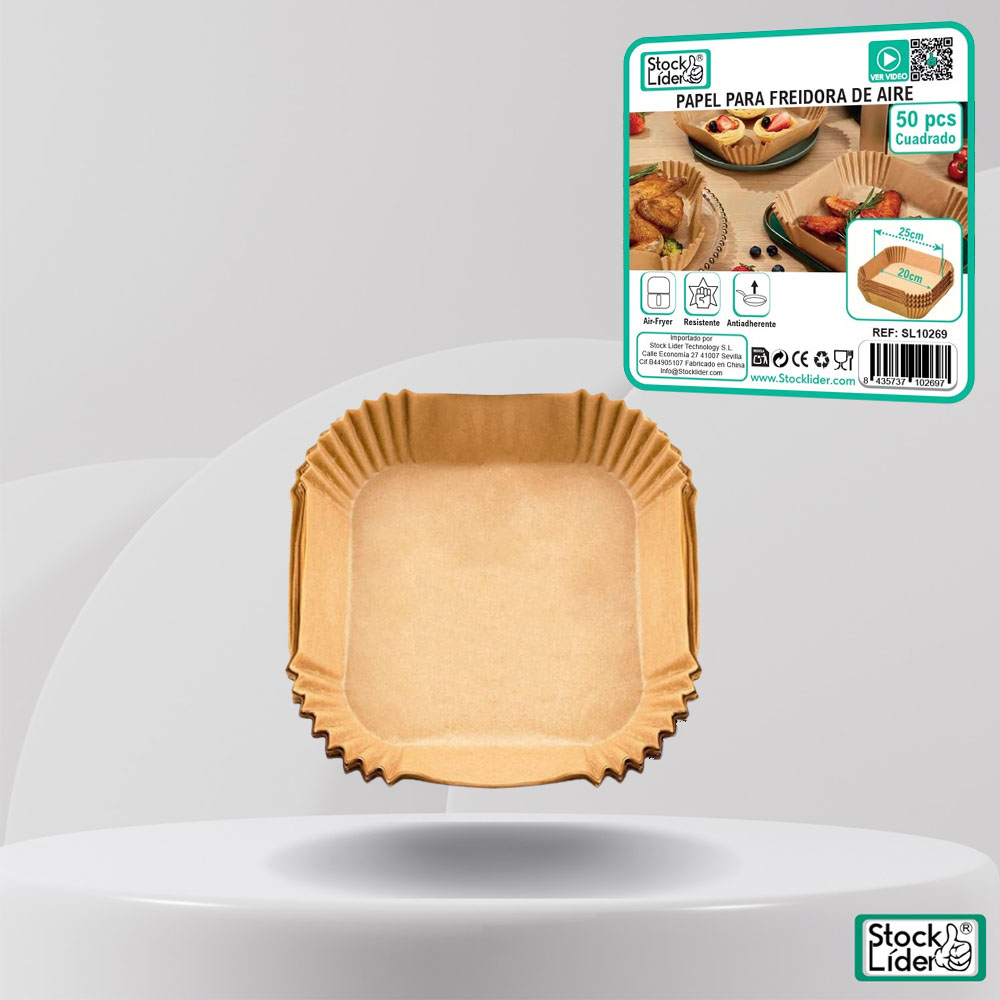 Papel Freidora de aire cuadrado (25cm) 50 UD