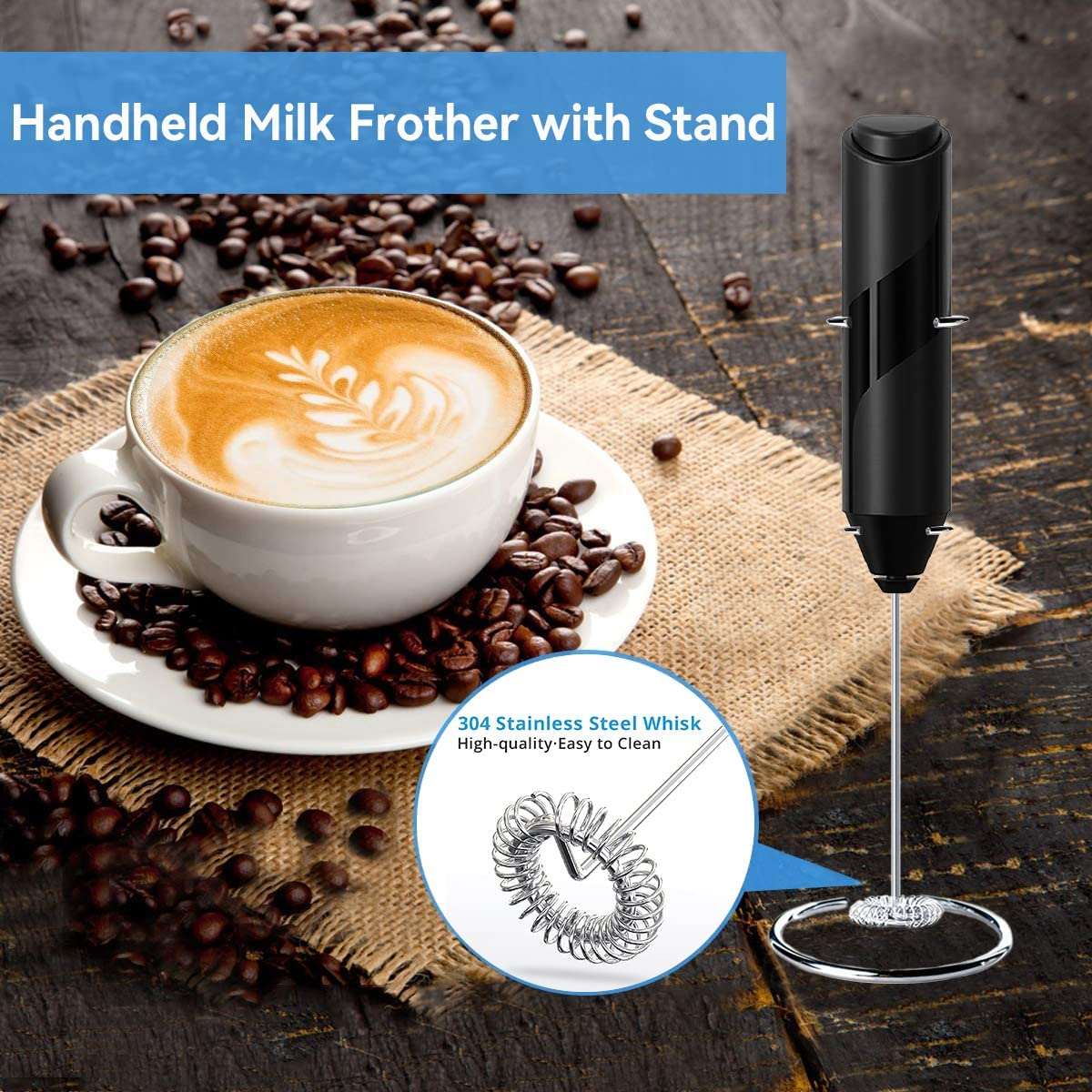 Espumador de leche eléctrico de mano para café