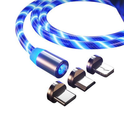 Cable de carga USB magnético 3 en 1 brillante LED